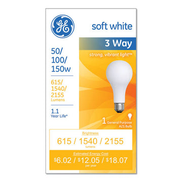 GE Incandescent Sw 3-way A21 Light Bulb, 30 W-70 W-100 W, Soft White freeshipping - TVN Wholesale
